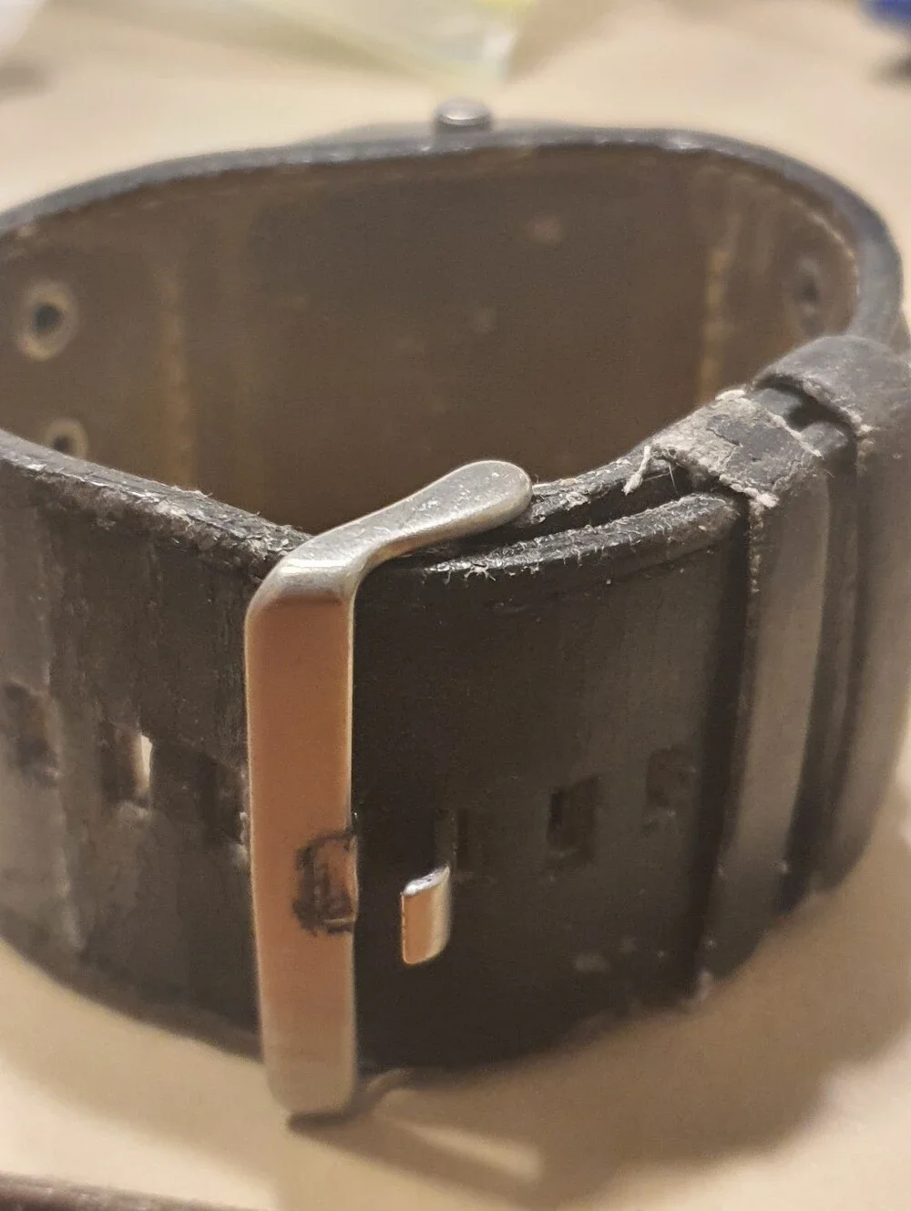 10/$20 Bullhead Silver/Black Leather Wideband Men's Watch